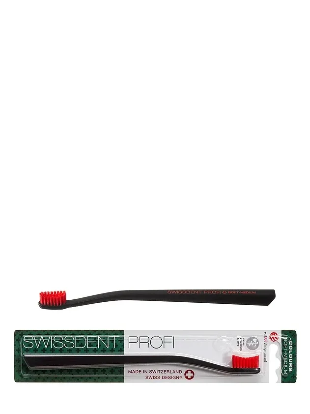 Swissdent Colours Classic Soft-Medium zobu birste melna/sarkana, 1 gb.