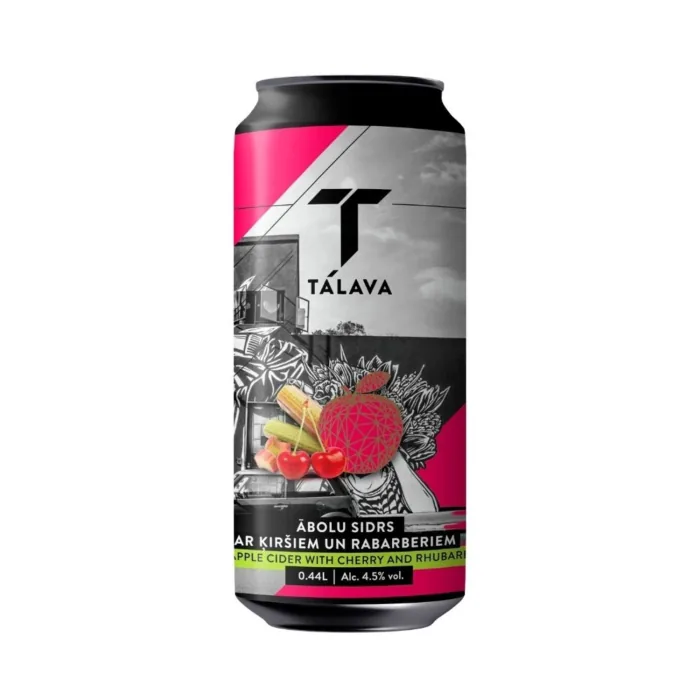 Сидр Tālava с вишней и ревенём, 4,5%, 0,44 л