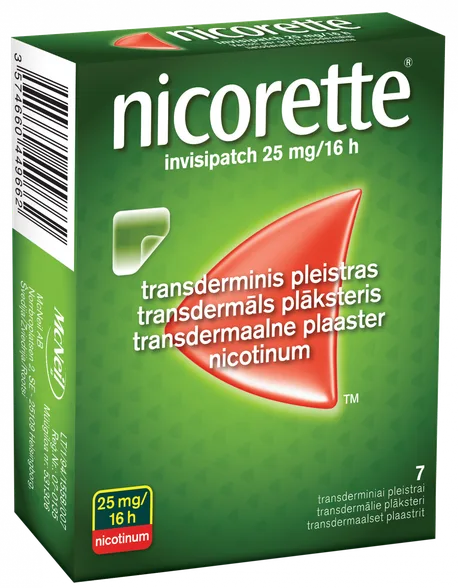 Nicorette Invisipatch 25 mg/16 H transdermāls plāksteris, 7 gab.