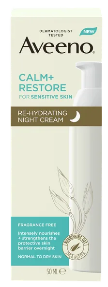 Aveeno Calm+Restore Re-Hydrating Night sejas krēms, 50 ml