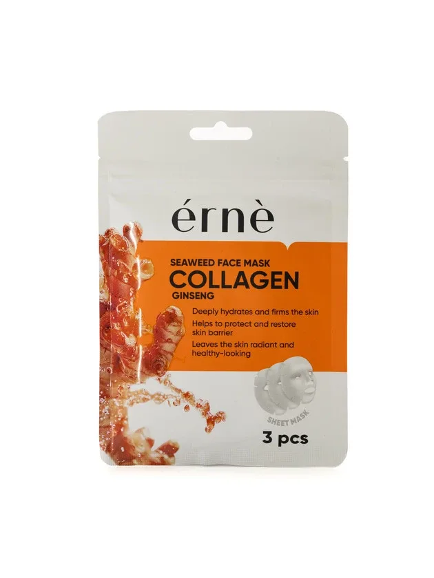 Erne Seaweed Collagen Ginseng kolagēna sejas maskas, 3 gb.