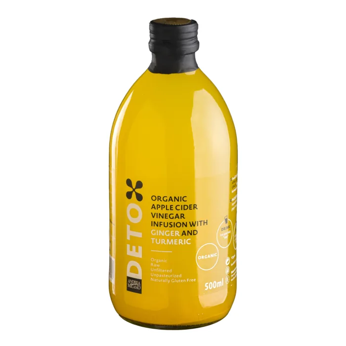 ĀBOLU SIDRA ETIĶA UZLĒJUMS DETOX AR INGVERU UN KURKUMU BIO 500ML