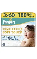 PAMPERS AQUA SOFT TOUCH MITRĀS SALVETES BĒRNIEM, 3X60GAB.