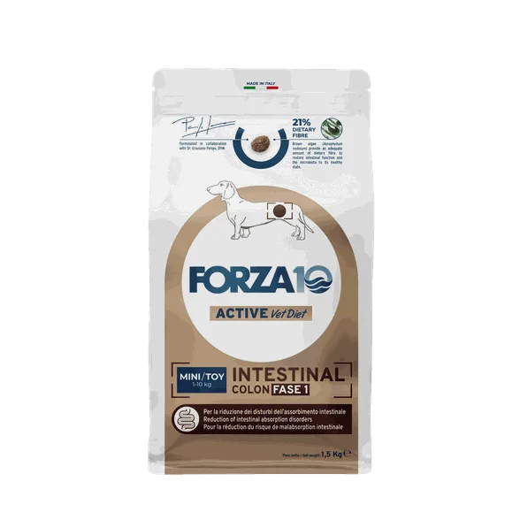 FORZA10 Active Vetdiet Intestinal colon fase 1 mini/toy, suņiem sausā barība, 1,5 kg