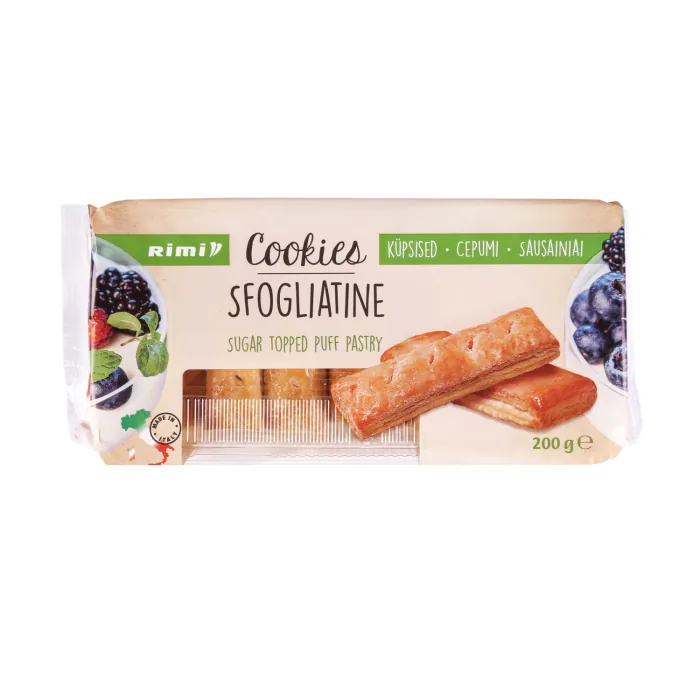 KĀRTAINĀS MĪKLAS CEPUMI RIMI SFOGLIATINE AR CUKURA GLAZŪRU 200G