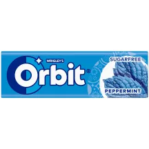 KOŠĻĀJAMĀ GUMIJA ORBIT AR PIPARMĒTRU GARŠU, AR SALDINĀTĀJU 14G