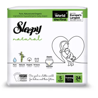 Autiņbiksītes Sleepy Natural Pants Junior 5 11-18 kg 24 gab