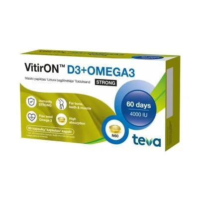 Vitiron D3 4000SV + Omega-3 strong kapsulas N60