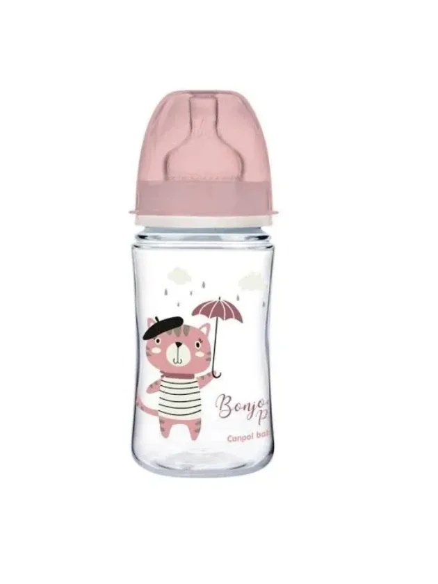 Canpol Babies Anti-Colic barošanas pudelīte rozā 3+ mēneši, 240 ml
