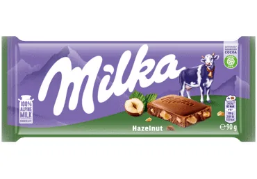 PIENA ŠOKOLĀDE MILKA AR LAZDU RIEKSTIEM 90G