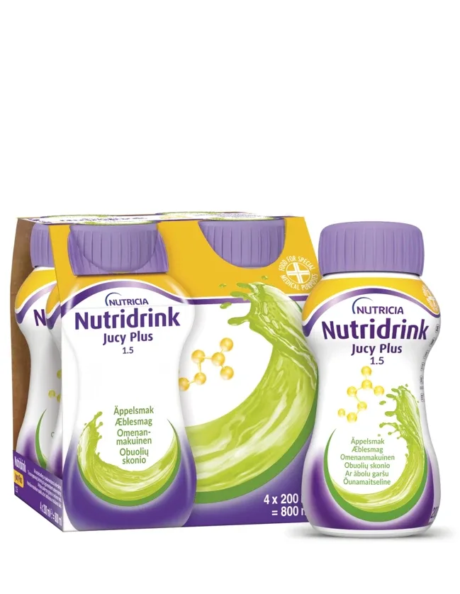 Nutridrink jucy plus (ar ābolu garšu), 4 x 200 ml