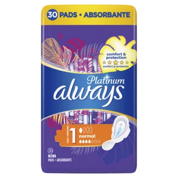 HIGIĒNISKĀS PAKETES ALWAYS PLATINUM NORMAL, S1, 30 GAB.