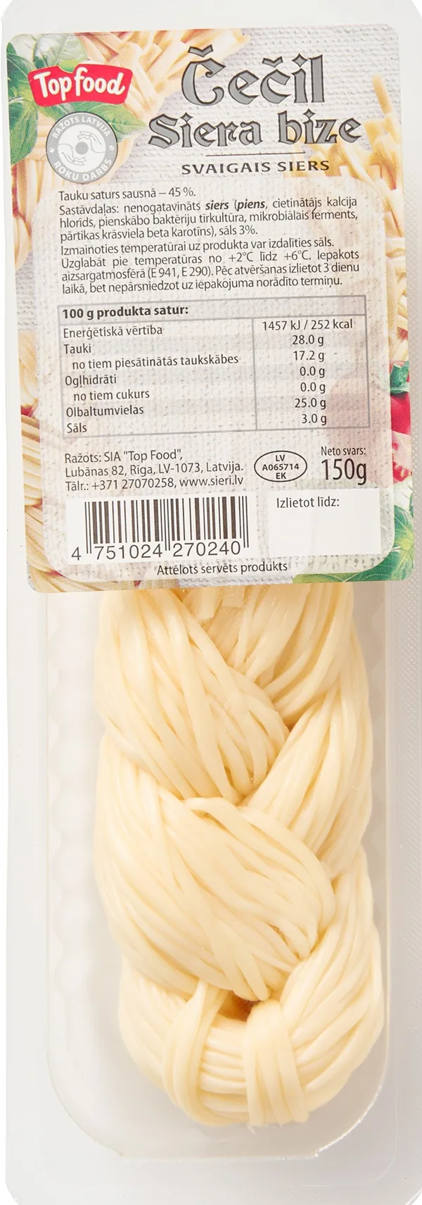 SVAIGAIS SIERS TOP FOOD, ČEČIL  "SIERA BIZE", 150G