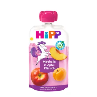 BIEZENIS HIPP ĀBOLU DZELTENO PLŪMJU PERSIKU 12+ 100G