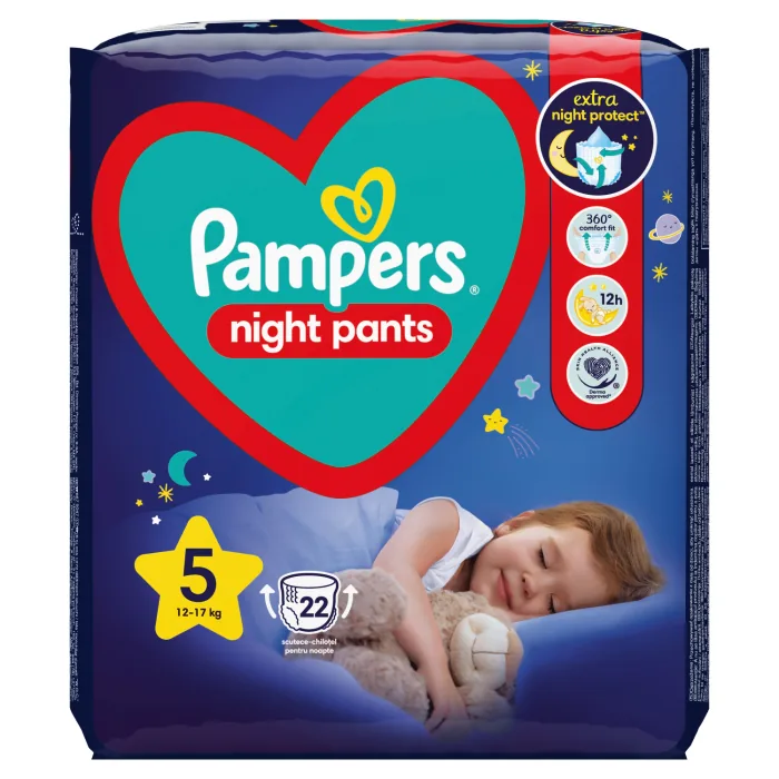 AUTIŅBIKSĪTES-BIKSĪTES PAMPERS NIGHT PANTS VP S5 12-17KG 22GAB