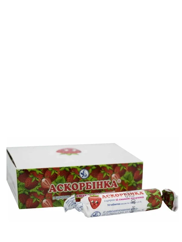 Ascorbinka 25 mg ar zemeņu garšu, 10 tabletes