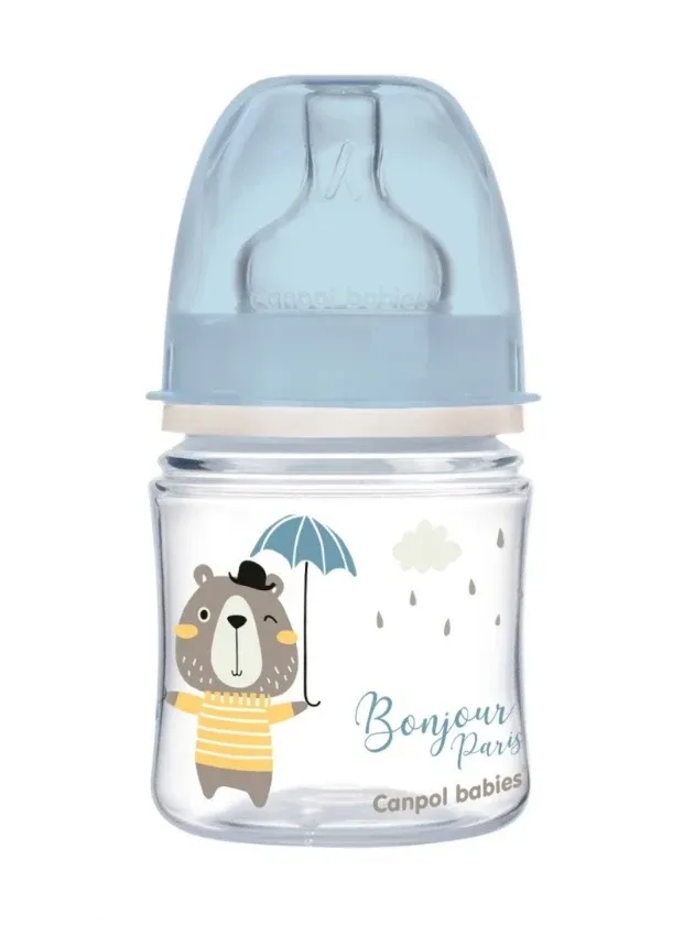 Canpol Babies Anti-Colic barošanas pudelīte zila 3+ mēneši, 120 ml