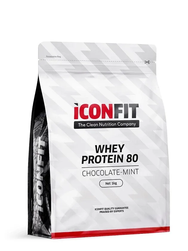 Iconfit sūkalu proteīns 80 šokolādes - piparmētras garša, 1 kg