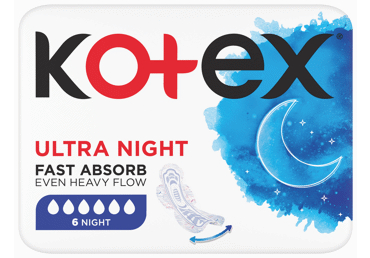 HIGIĒN.PAKETES KOTEX ULTRA NIGHT 6GAB.