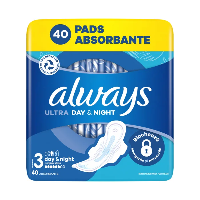 HIGIĒNAS PAKETES ALWAYS ULTRA DAY&NIGHT MEGA PACK S3 40GAB.