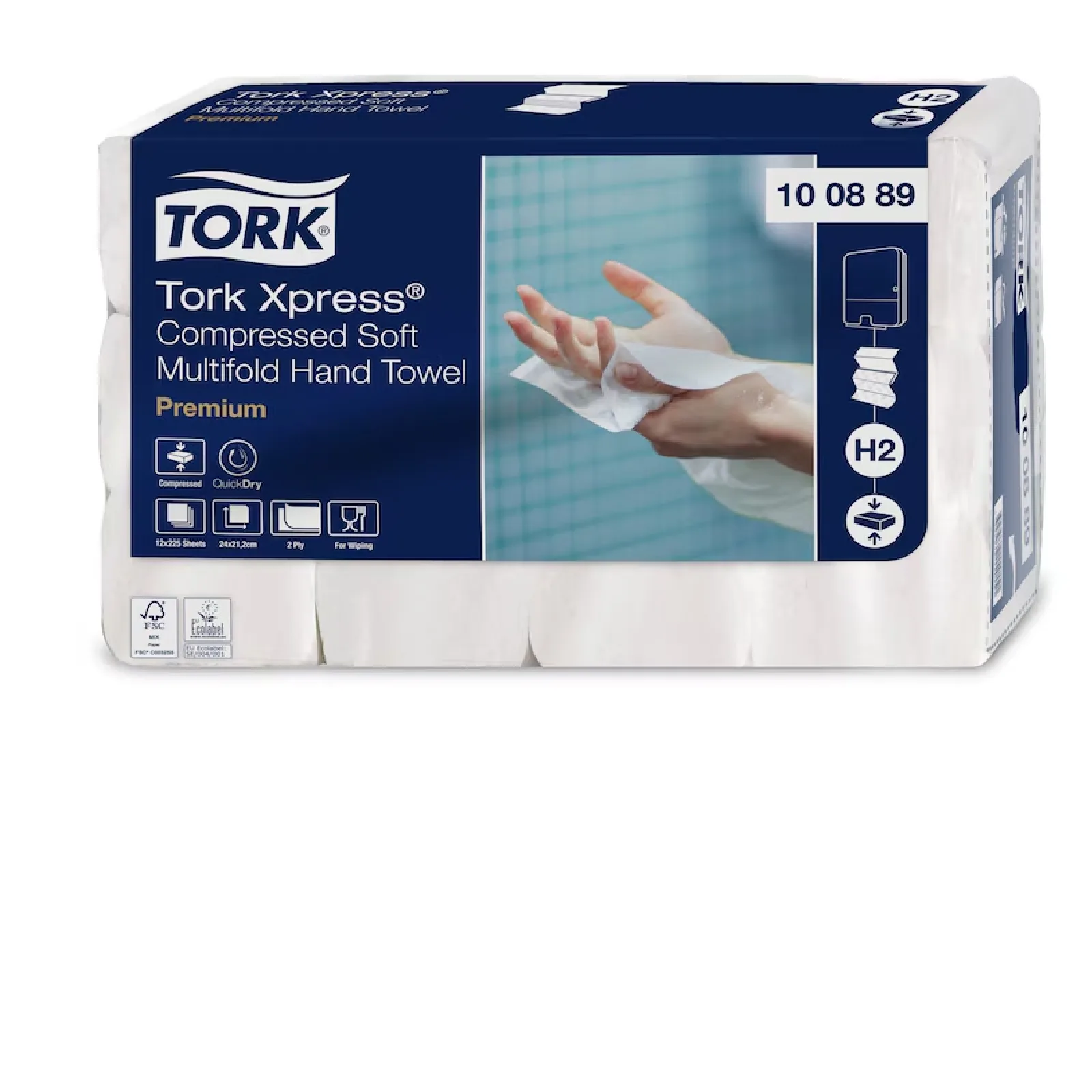 PAPĪRA SALVETES TORK PREMIUM H2, 2 SLĀŅI, 225 SALVETES