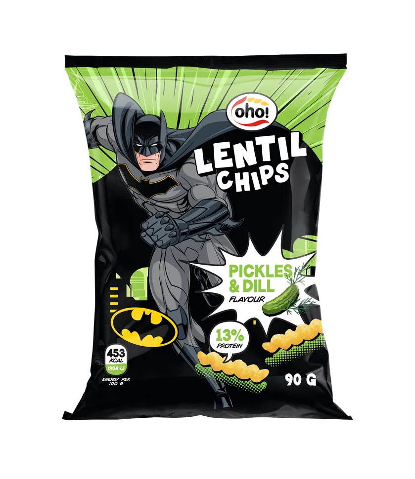 OHO LĒCU ČIPSI AR GURĶU UN DIĻĻU GARŠU BATMAN 90G