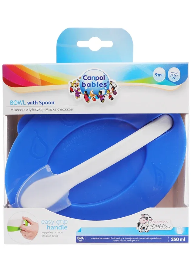 Тарелка Canpol с крышкой и ложкой, от 9 месяцев, 1 шт.