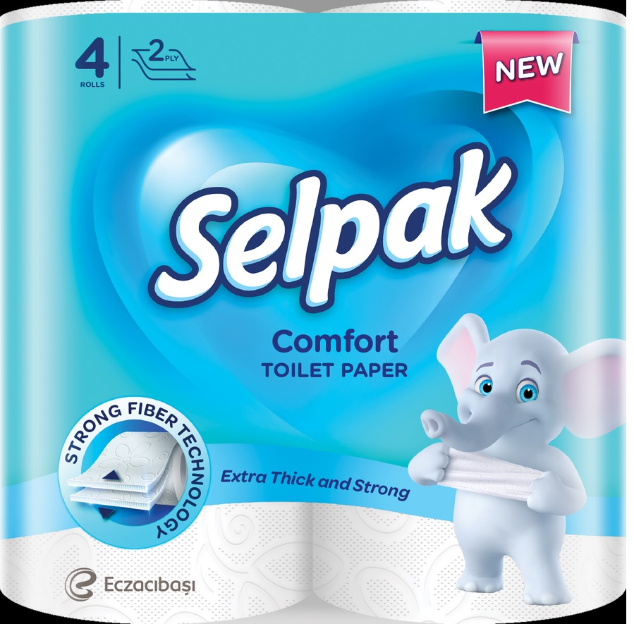 TUALETES PAPĪRS SELPAK, 2 SLĀŅI, 18M, 150 LOKSNES, 4 RUĻĻI