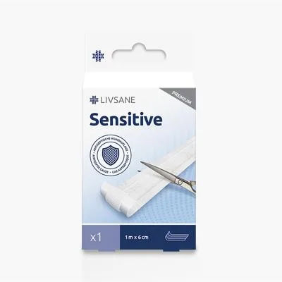 Livsane plāksteris sensitive 1MX6CM