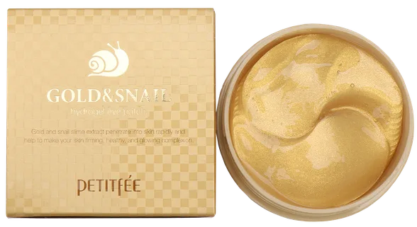 Petitfee Gold & Snail Hydrogel eye acu spilventiņi, 60 gab.