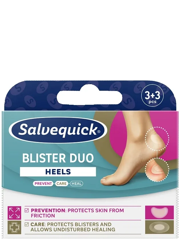 Salvequick Blister Duo Heels tulznu plāksteru komplekts papēžiem, 3+3 gb.