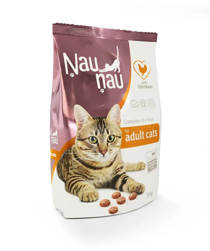 SAUSĀ BARĪBA PIEAUGUŠIEM KAĶIEM ŅAU ŅAU AR VISTU, 1KG