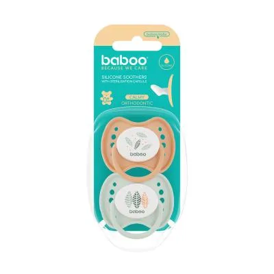 Baboo Calmy silikona ortodontiskais knupītis, peachy keen, 0+ mēneši N2