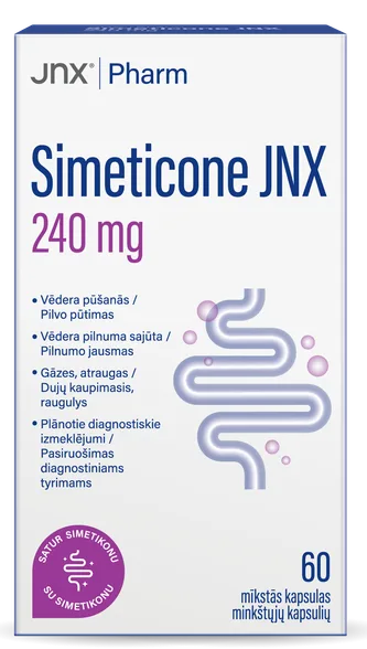 JNX Pharm Simeticone 240 mg kapsulas, 60 gab.