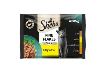KONSERVĒTA KAĶU BARĪBA SHEBA FINE FLAKES PUTNU 4X85G