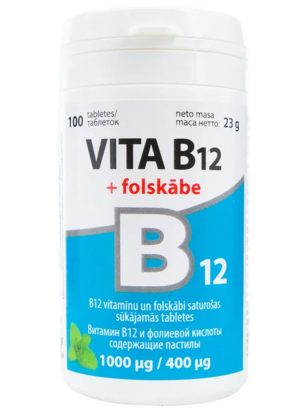 Vita-B12+folskābe, 100 tabletes