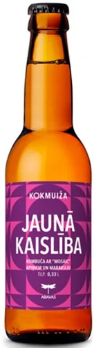 TĒJAS DZĒRIENS KOKMUIŽA KOMBUČA, JAUNĀ KAISLĪBA, APIŅU, MARAKUJU, STIKLĀ, 0.33L (DEP)