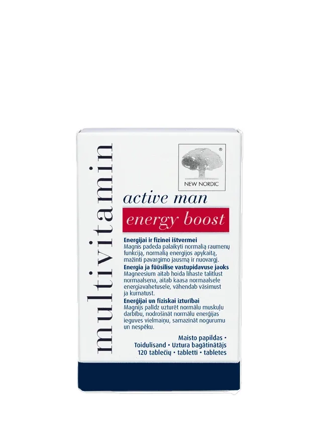 New Nordic multivitamīni active man energy boost, 120 tabletes