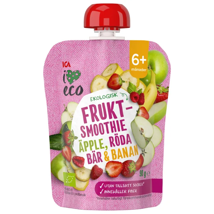 BIEZENIS I LOVE ECO AR ĀBOLIEM, ZEMENĒM, BANĀNIEM UN AVENĒM, BĒRNIEM NO 6 MĒNEŠU VECUMA 90G