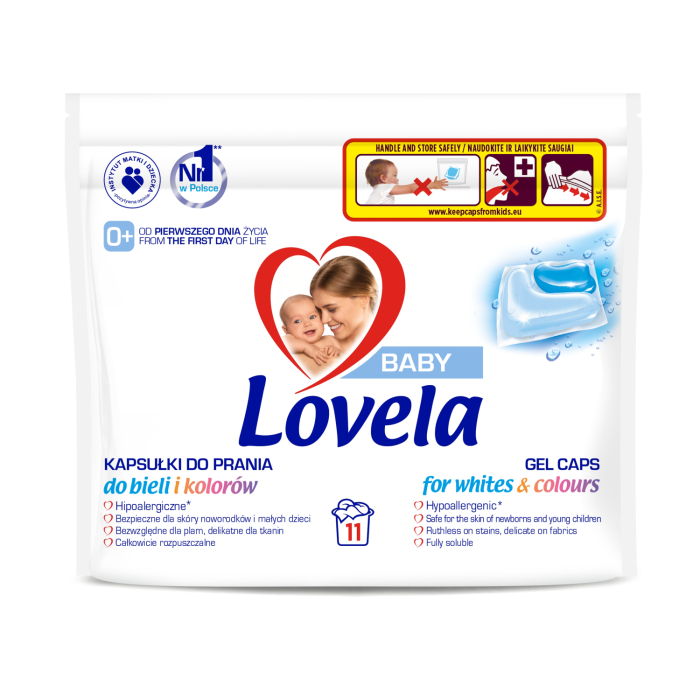 MAZGĀŠANAS KAPSULAS LOVELA BABY BALTAI UN KRĀSAINAI VEĻAI 11GAB.