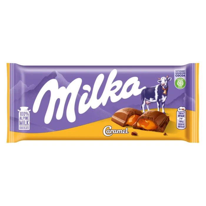 PIENA ŠOKOLĀDE MILKA AR KARAMEĻU PILDĪJUMU 100G