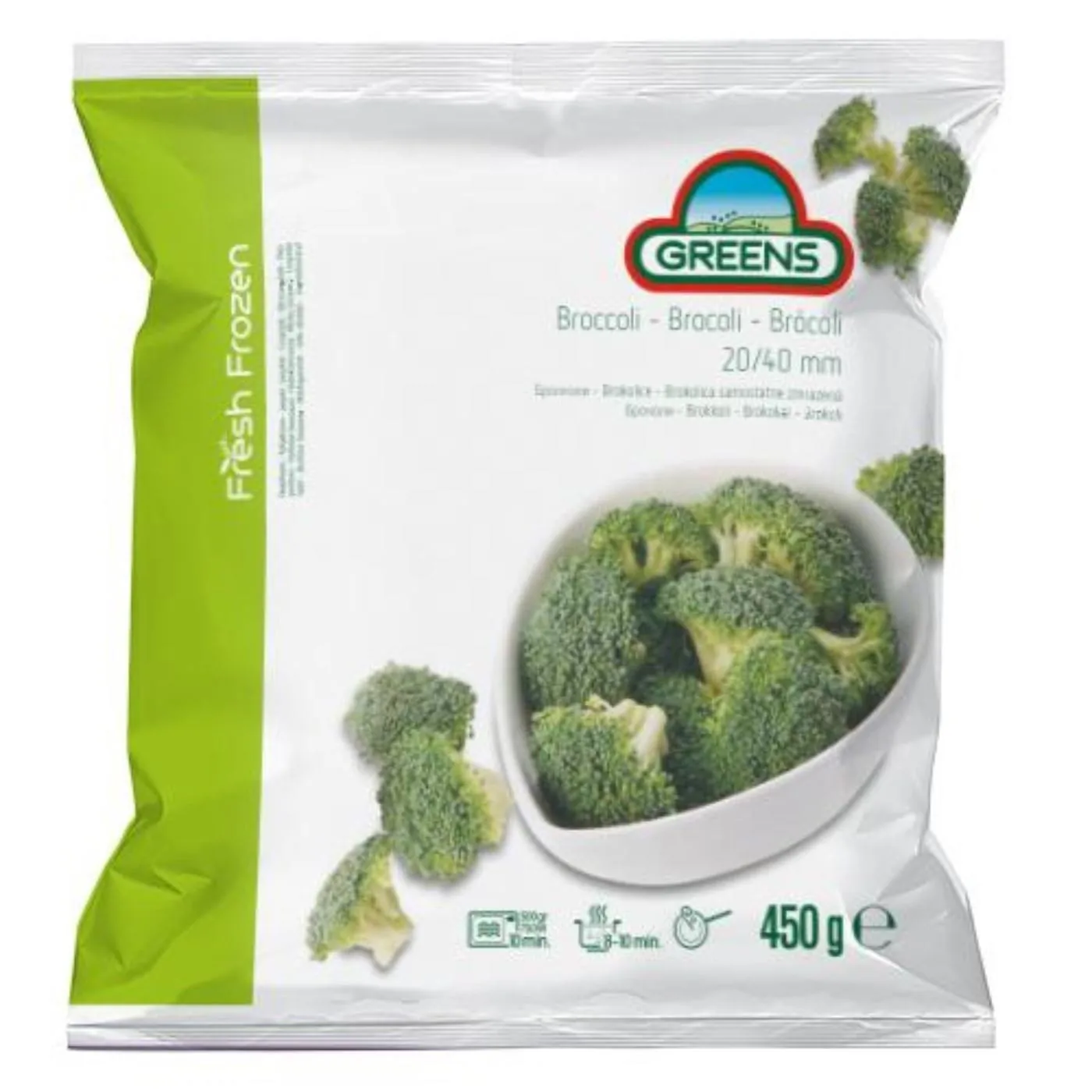 SALDĒTI BROKOĻI GREENS, 20-40MM, 450G IQF