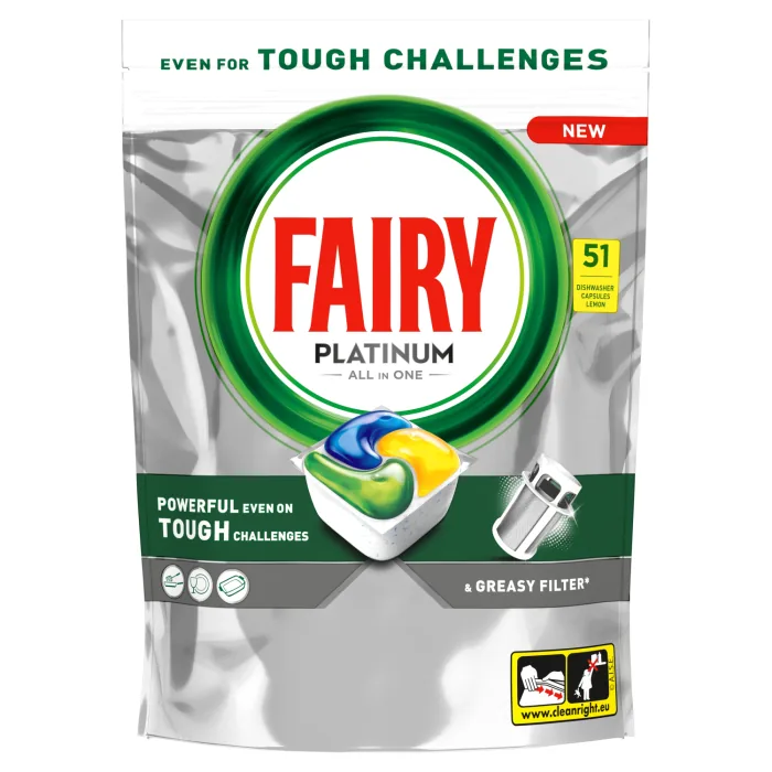 TRAUKU MAZGĀŠANAS KAPSULAS FAIRY PLATINUM LEMON 51GAB.
