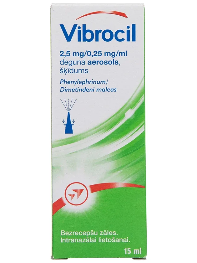 Vibrocil 2,5 mg/0,25 mg/ml deguna aerosols, 15 ml