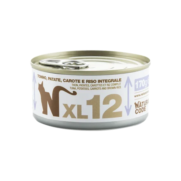 Natural Code XL 12 tuncis, kartupeļi, burkāni un brūnie rīsi mitrā barība, 170 g