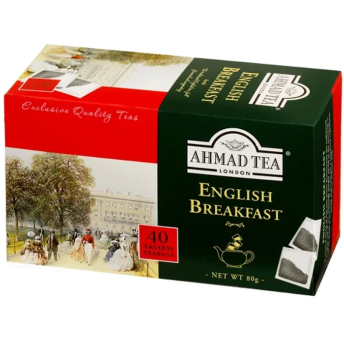 MELNĀ TĒJA AHMAD TEA ENGLISH BREAKFAST 40X2G