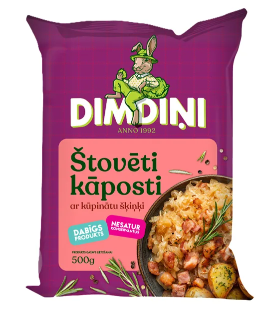 DIMDIŅI ŠTOVĒTI KĀPOSTI AR KŪPINĀTU ŠĶIŅĶI, 500G