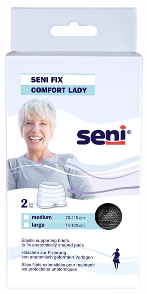 Трусы-фиксаторы Seni Fix Comfort Lady, размер L, чёрные, 2 шт.