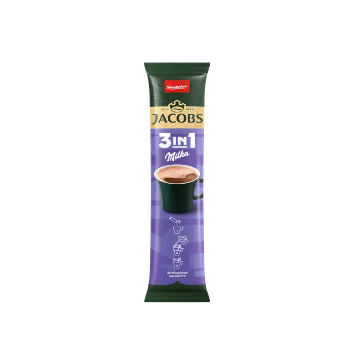 ŠĶĪSTOŠS KAFIJAS DZĒRIENS JACOBS 3IN1 MILKA 12,4G