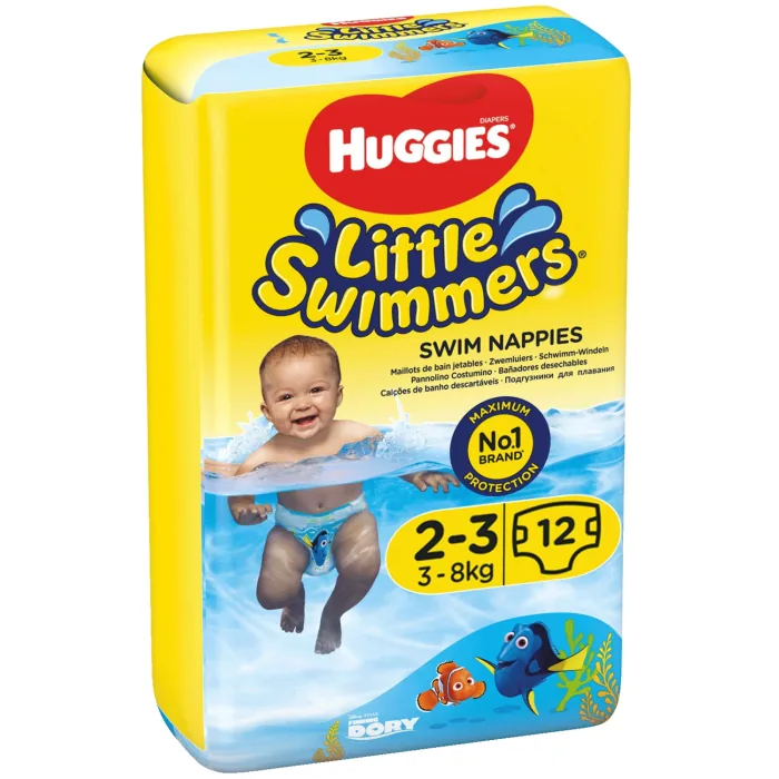 AUTIŅBIKSĪTES HUGGIES SWIMMERS 2-3, 3-8KG, 12GAB